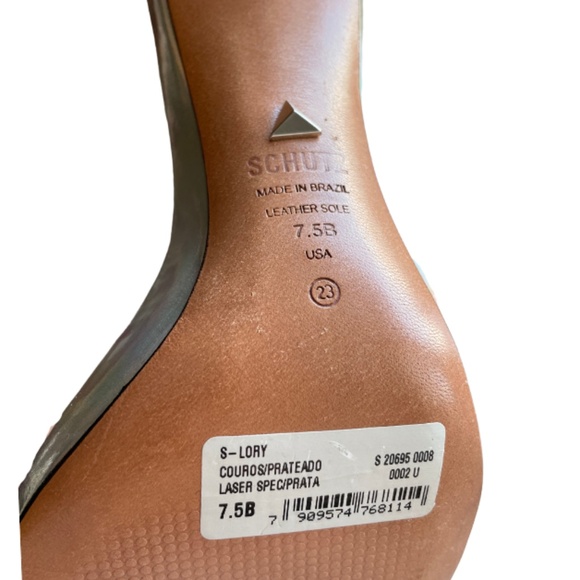 Schultz 'Lory' Iridescent Silver Leather Crystal Fringe Strappy Heels 7.5 - Picture 8 of 8